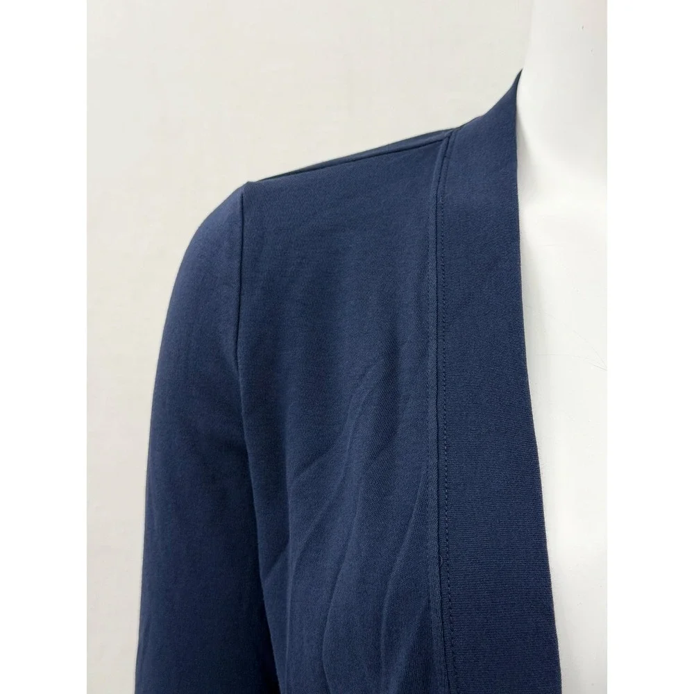 Karen Scott Sweater Womens Small Petite Navy Open Front Cardigan Pockets Office
